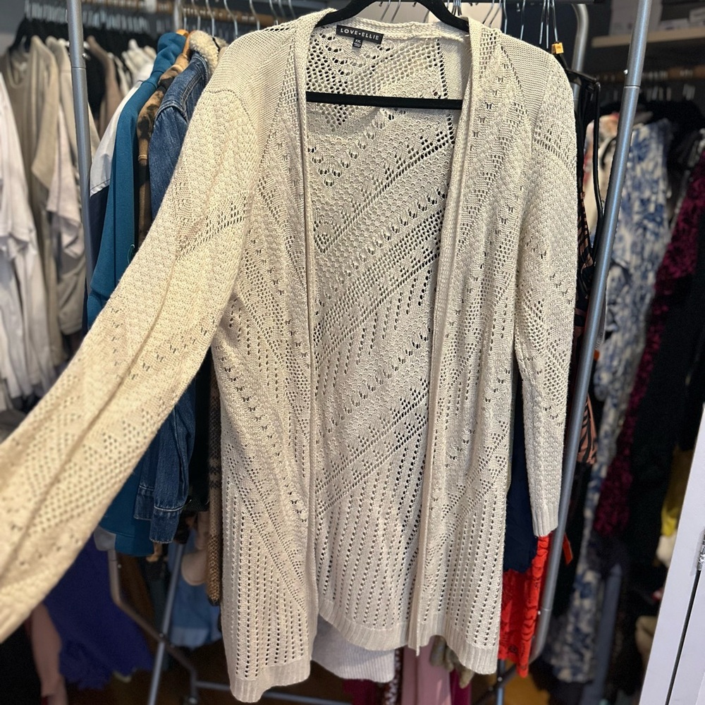 Cream Chunky Knit Open-Front Cardigan